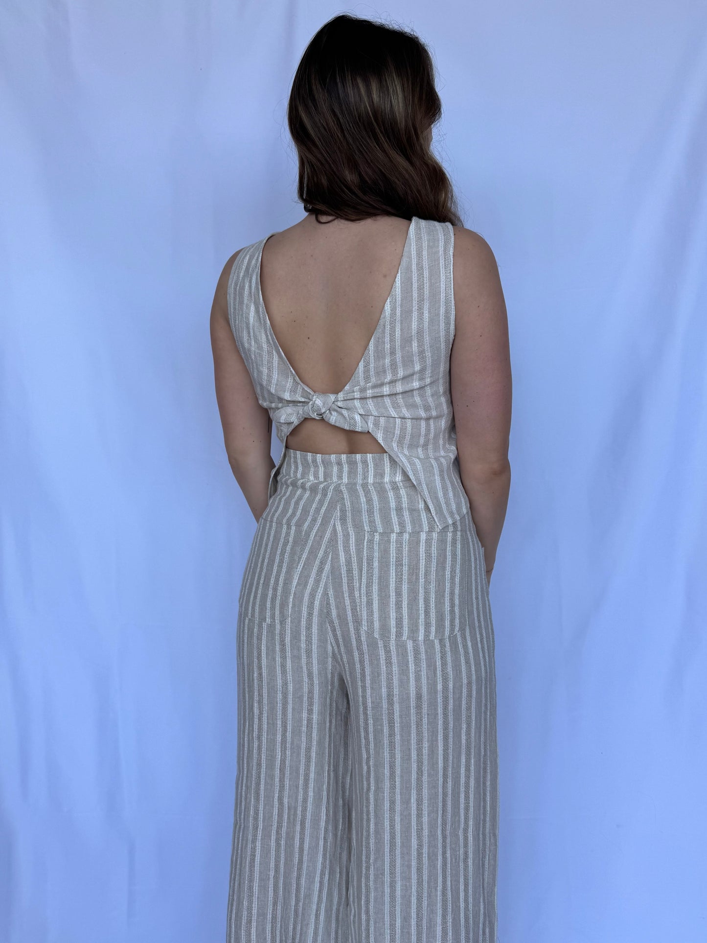 The Sienna Linen Tie-Back Top