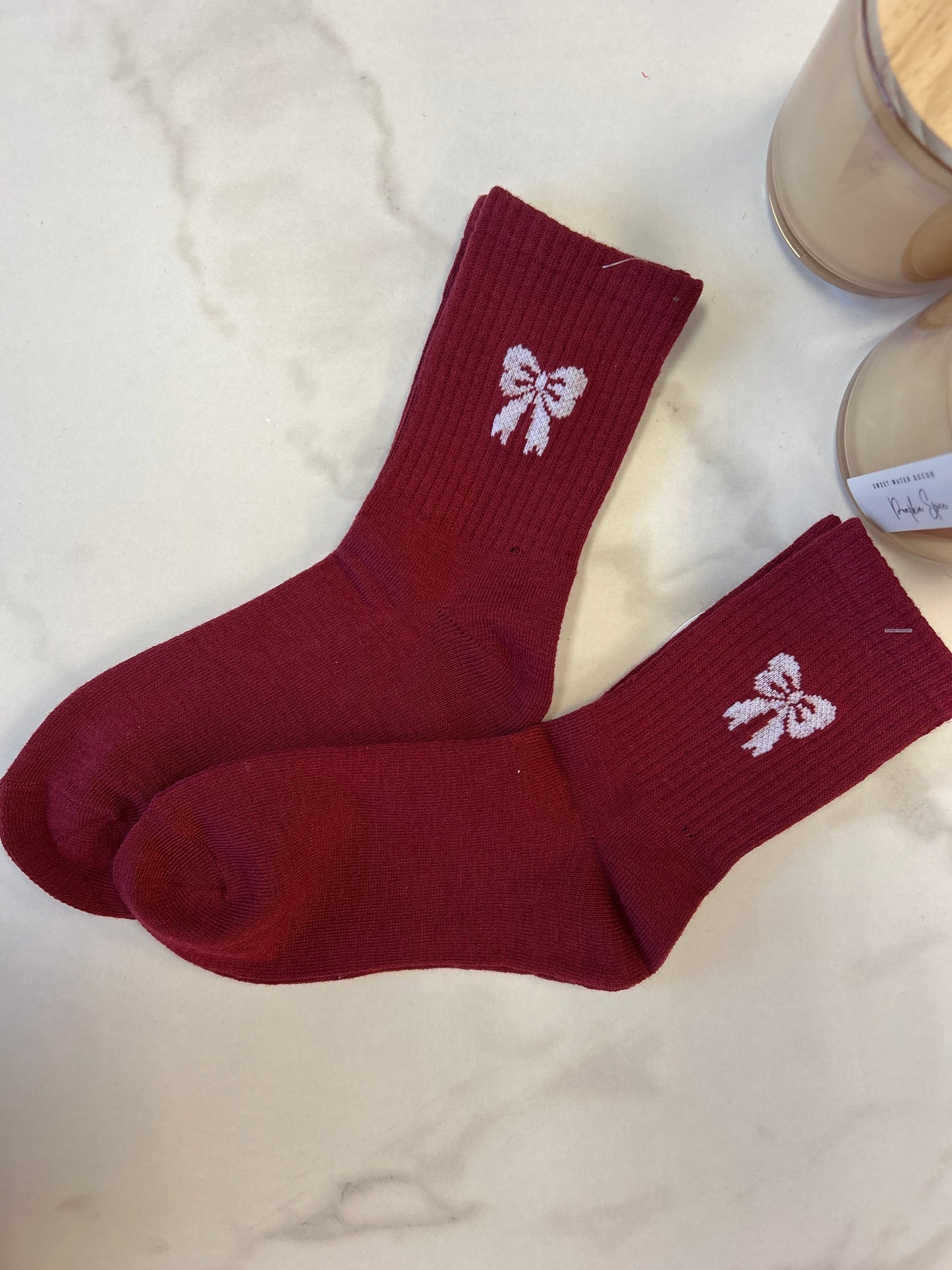 Bow Knots Edge Crew Socks