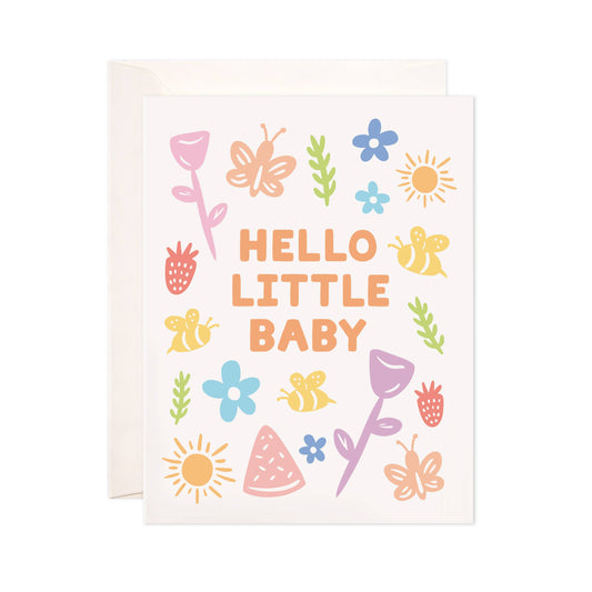 Hello Little Baby Greeting Card - New Baby Card