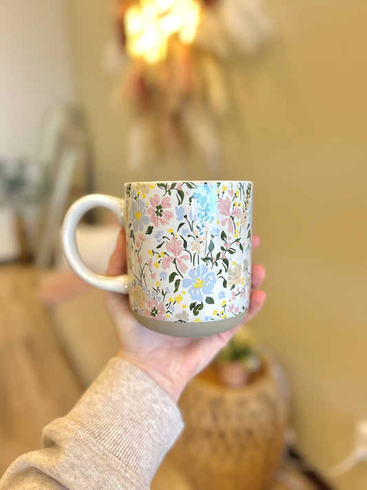 Floral Stoneware Coffee Mug