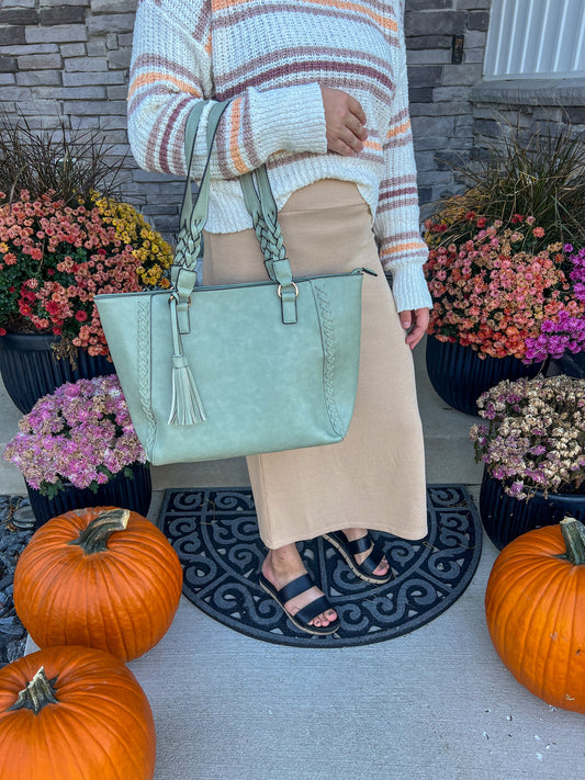 Lisa Structured Tote w/ Braided Accents