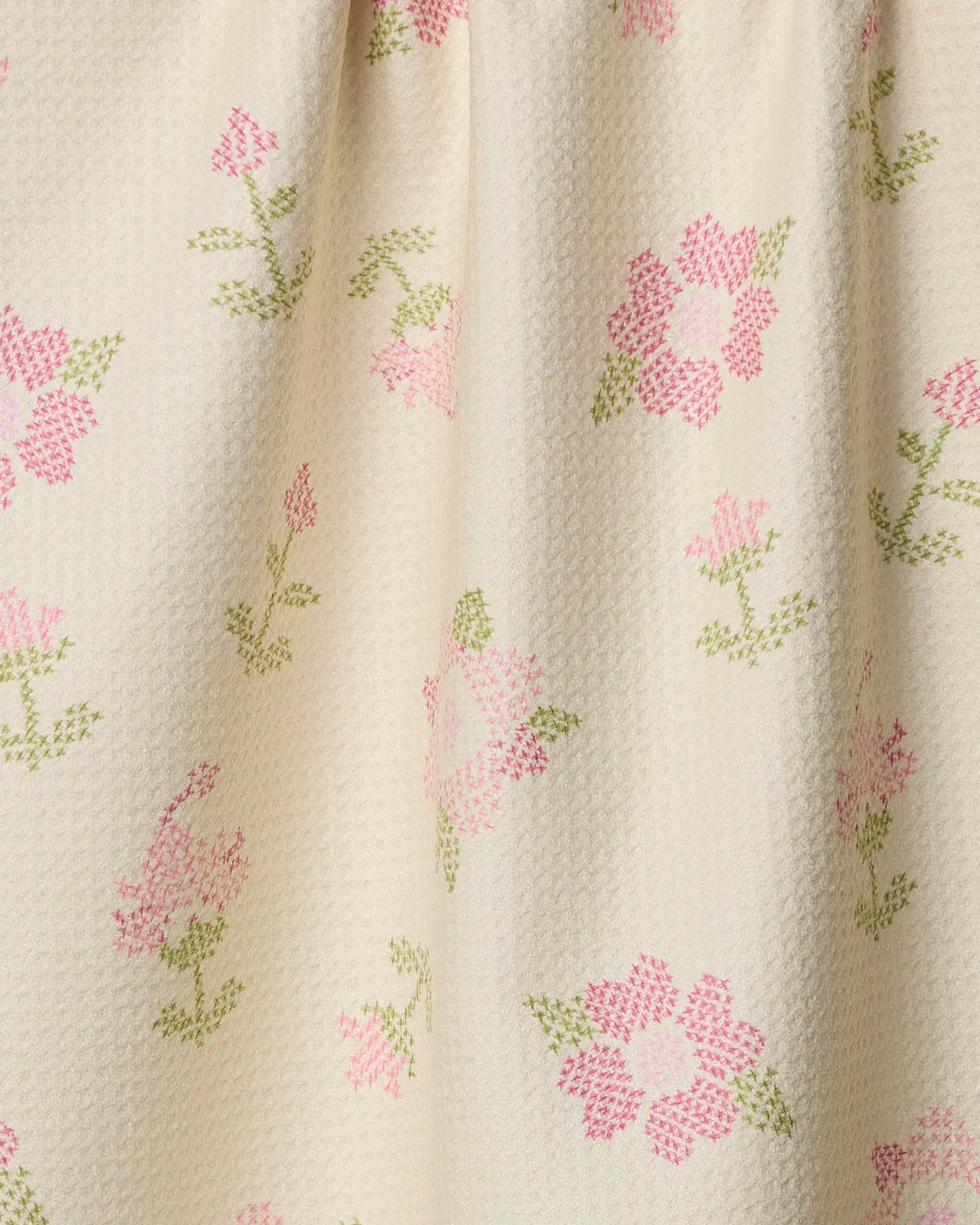 Geometry - Cross Stitch Floral Yellow Tea Towel
