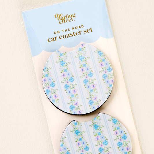 On the Road Car Coaster Set-Petal Parade Blue