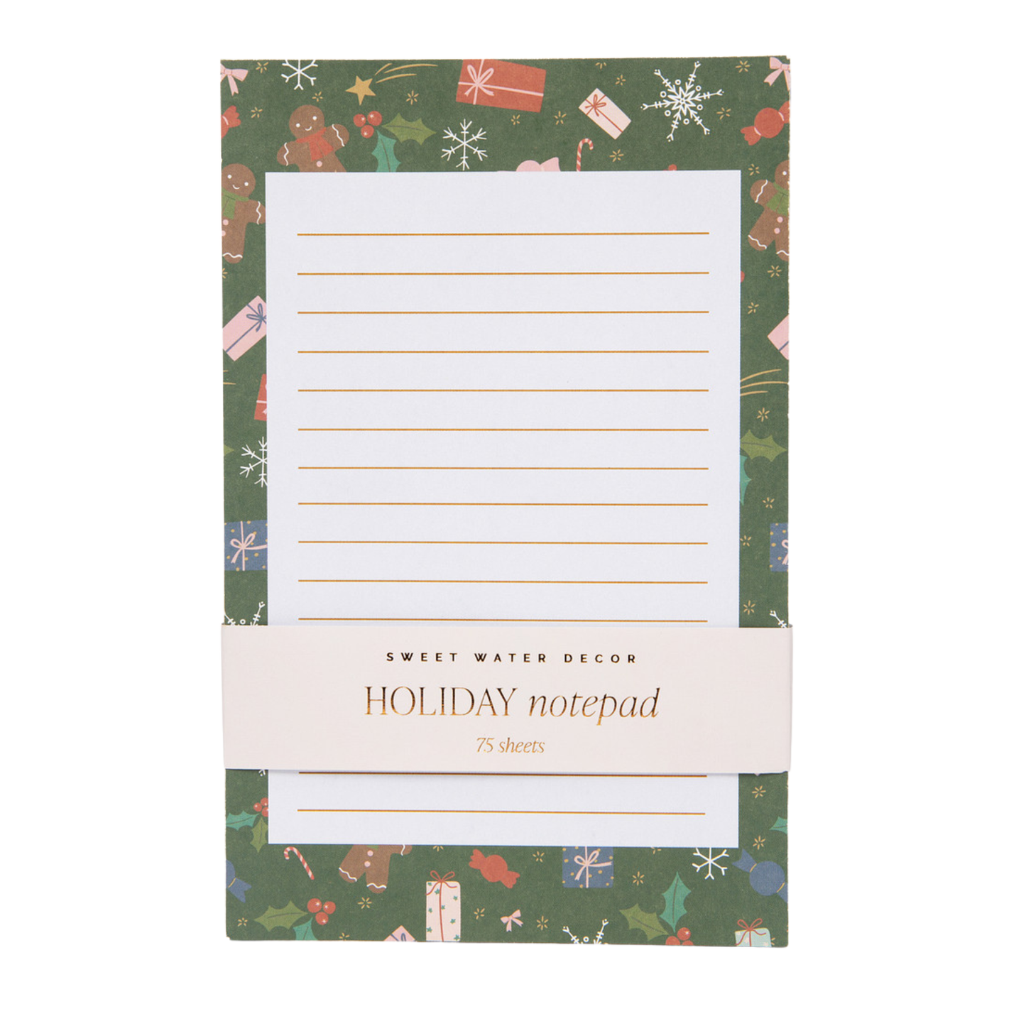 Sweet Water Decor - Gingerbread Pattern Notepad - Christmas Stationery