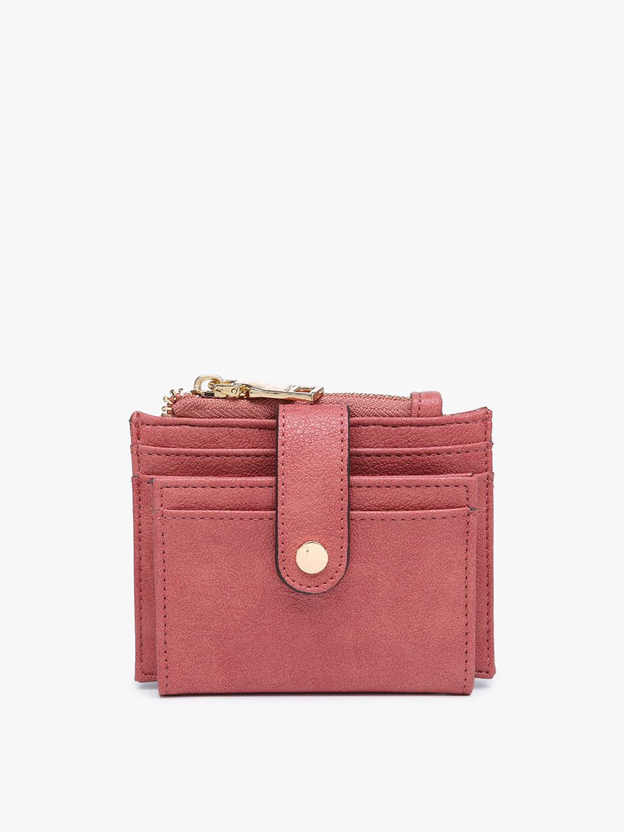 Sam Mini Snap Wallet/Card Holder: Brown