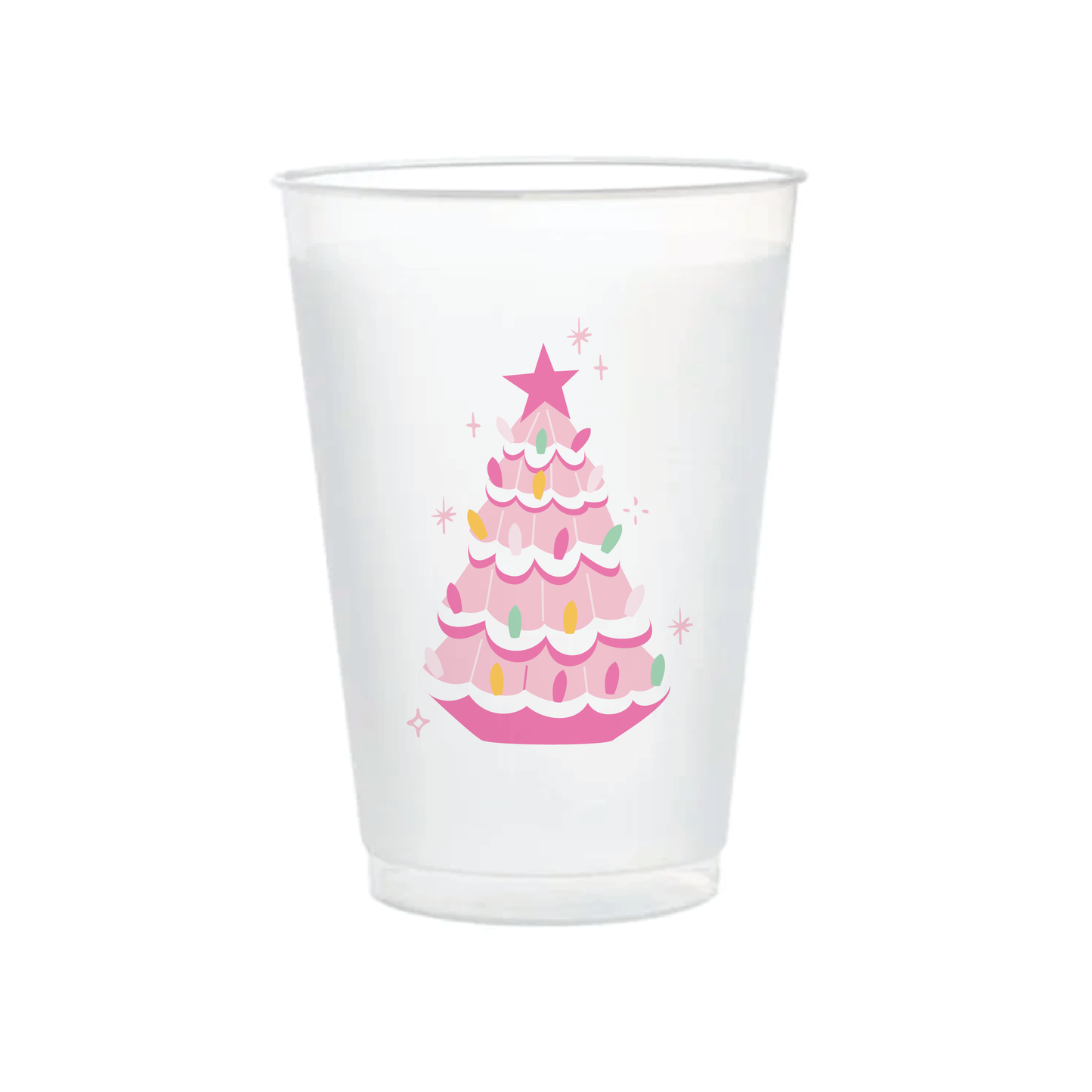 Vintage Christmas Tree Frosted Christmas Cups - Set of 6