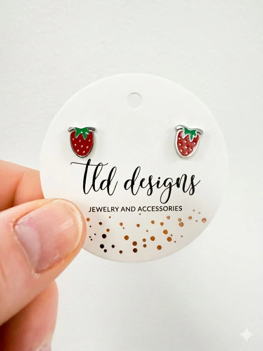 Strawberry Twist Back Stud Earrings