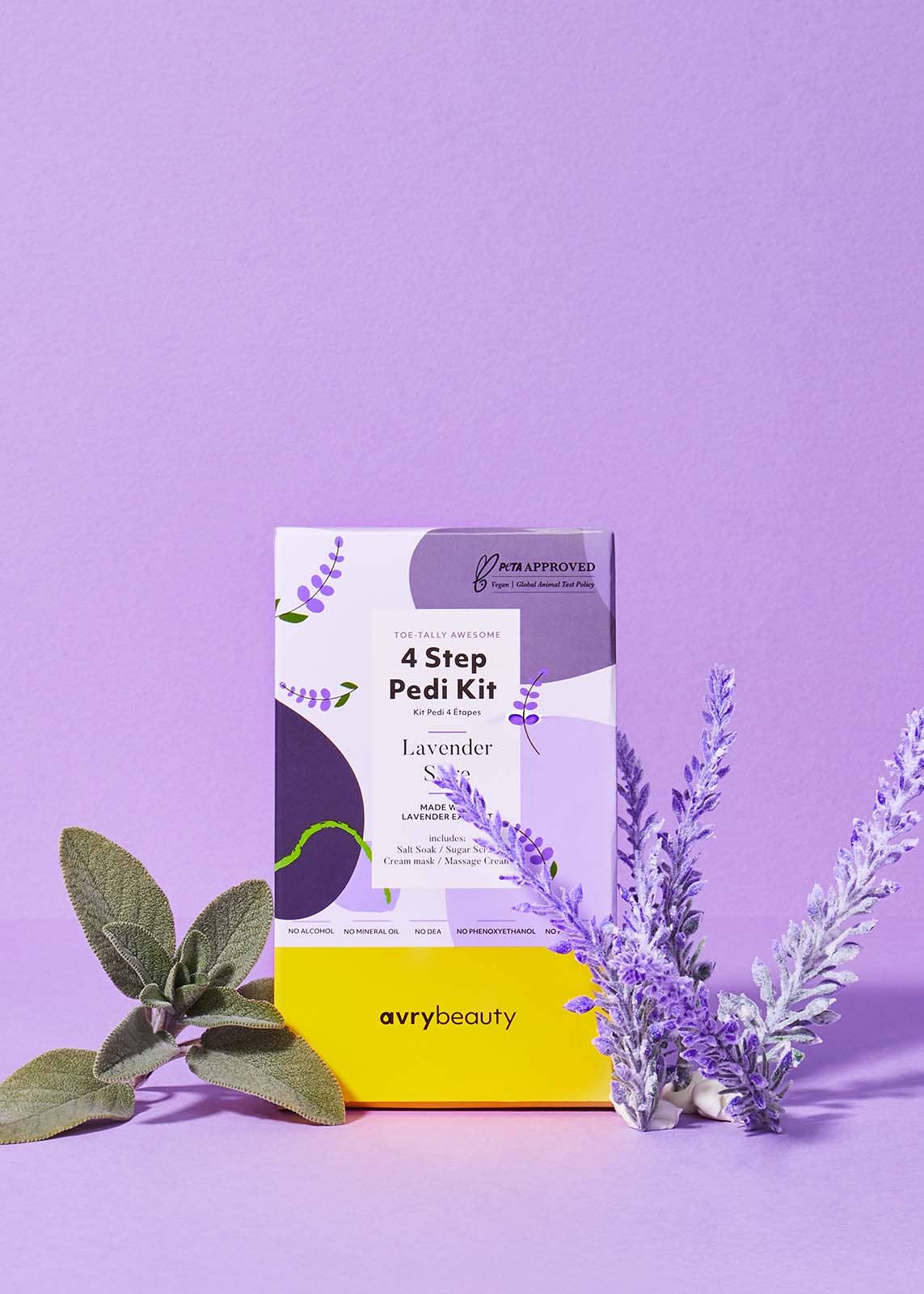 AvryBeauty - 4 Step Pedi Kit - Lavender Sage
