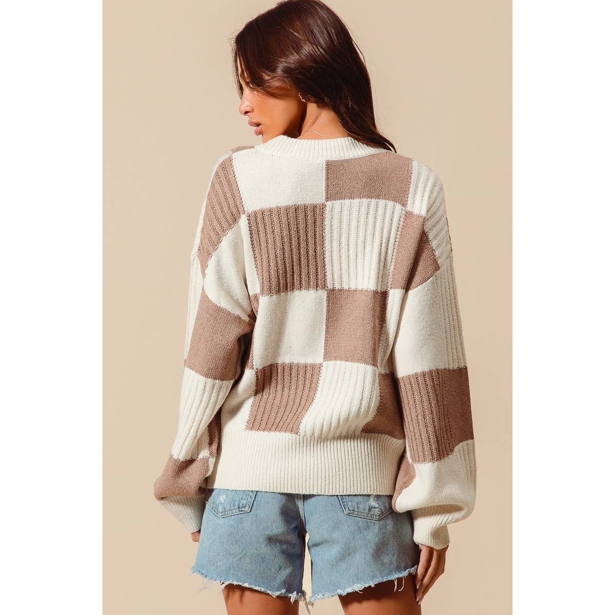 Double Take Checkered Cardigan – Coffee & Ivory