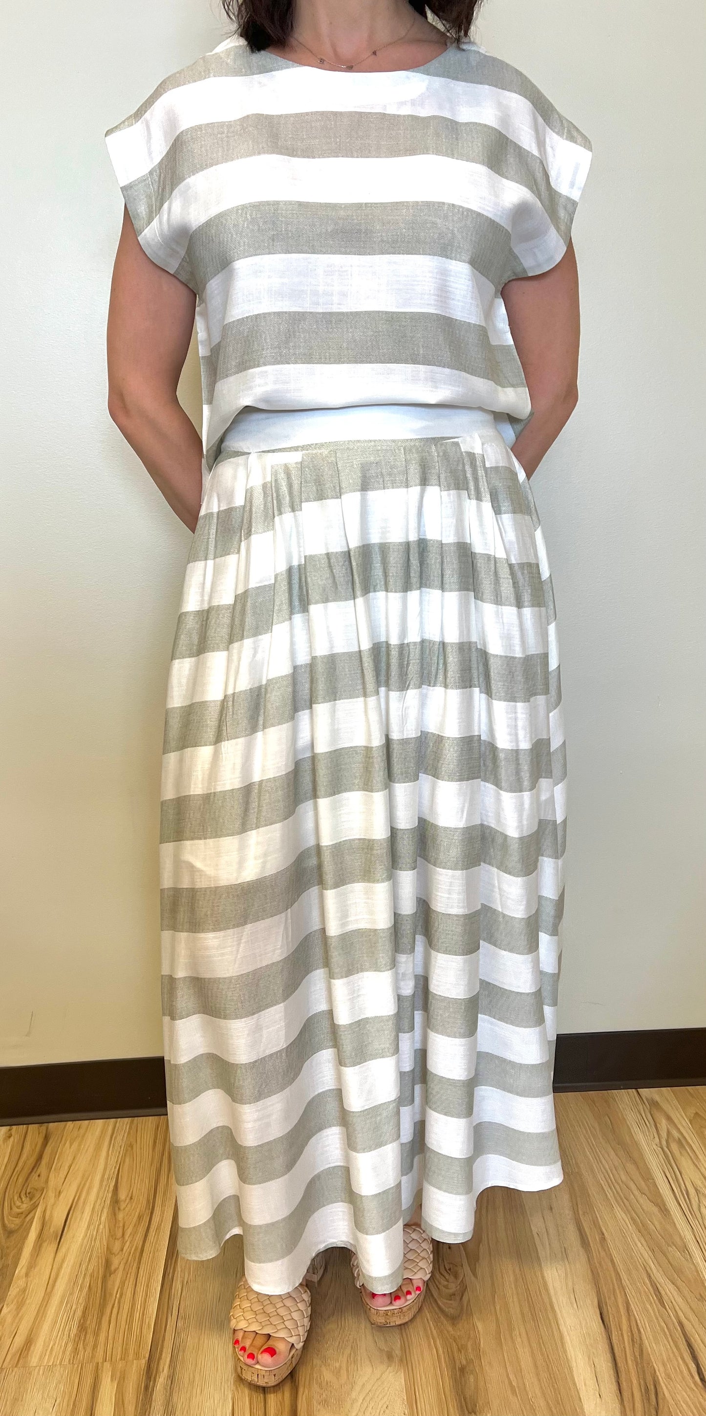 SIGN ME UP WIDE STRIPE SET-OLIVE