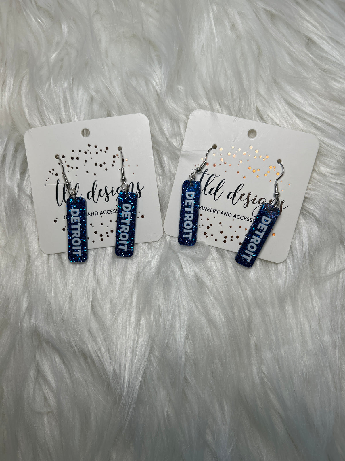 Game Day Sticks - Detroit Lions Royal Glitter Earrings