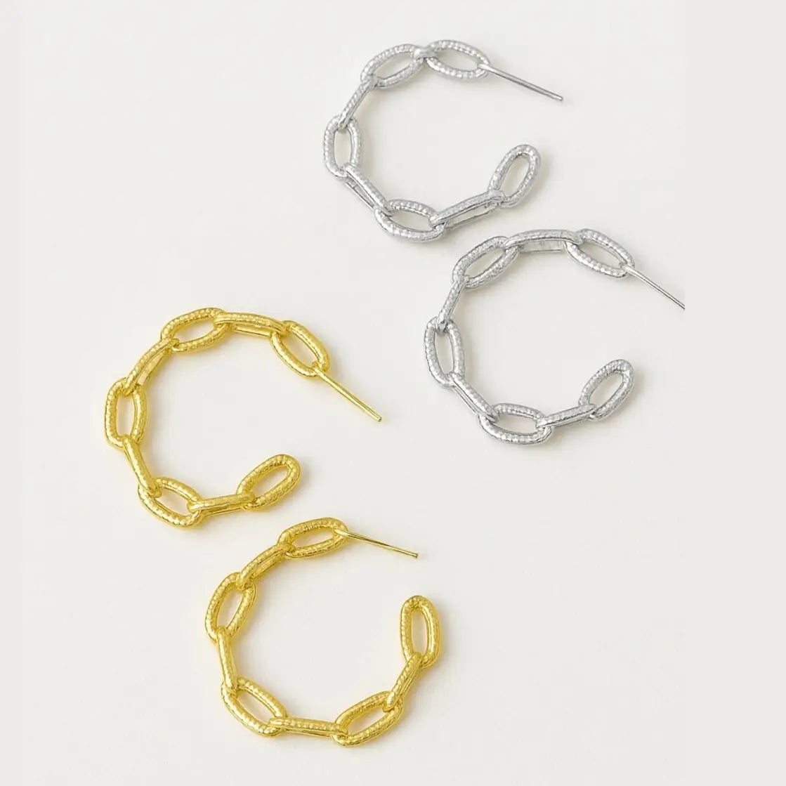Gold-plated Linked Luxe textured chain-link hoop earrings by TLD Designs at Bella & Bloom Boutique.