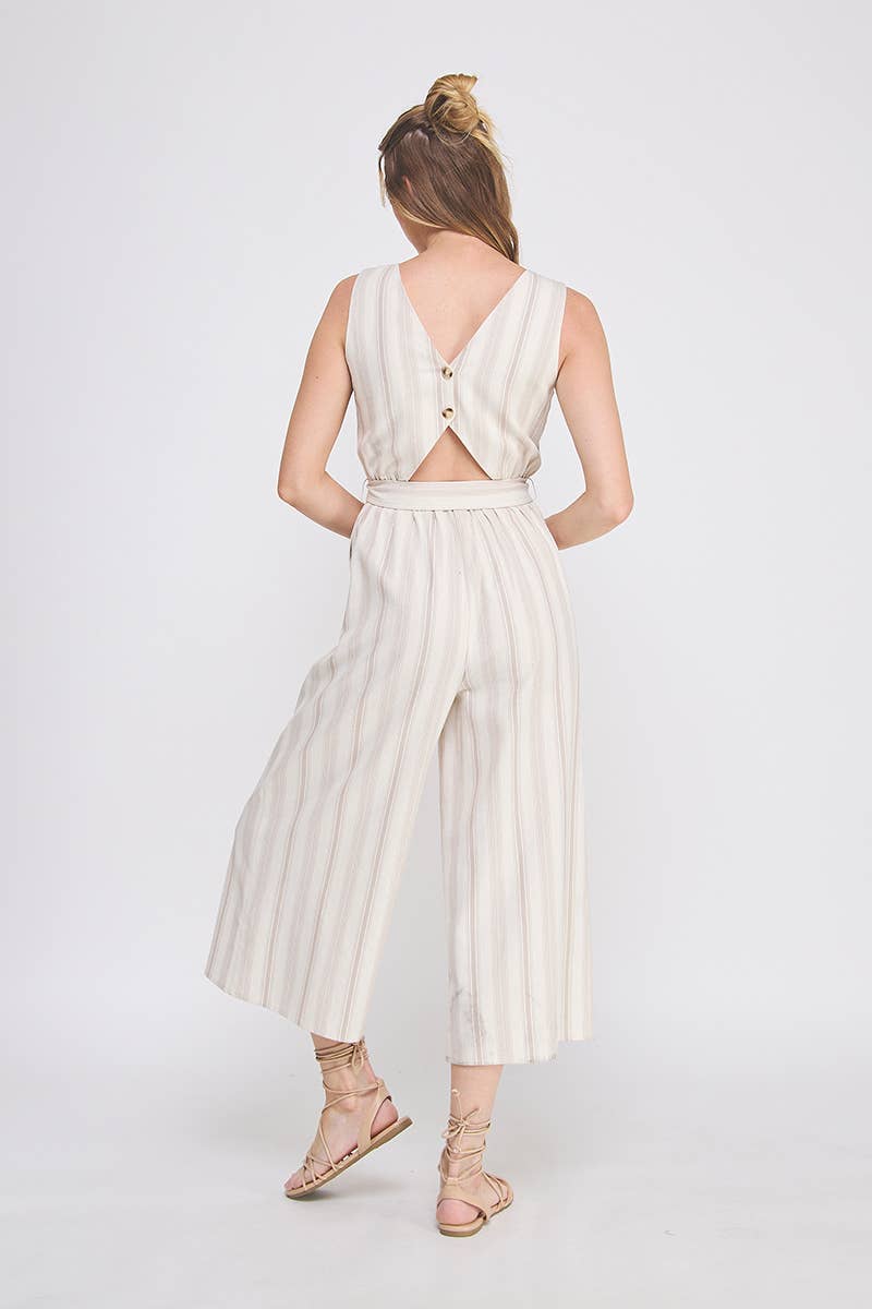 Chic Stripes Cotton Twill Jumpsuit