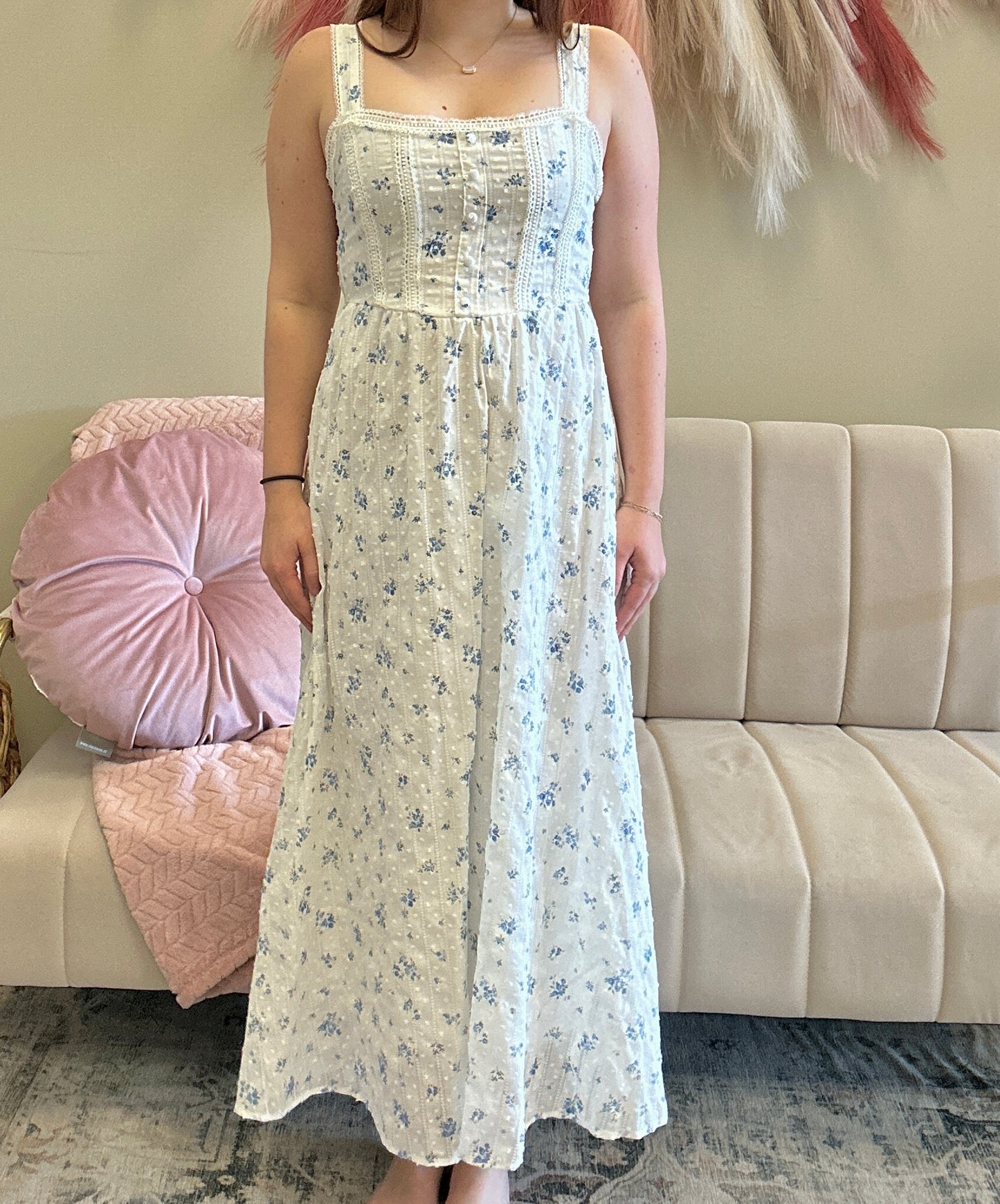 Blue Blossom Midi Dress