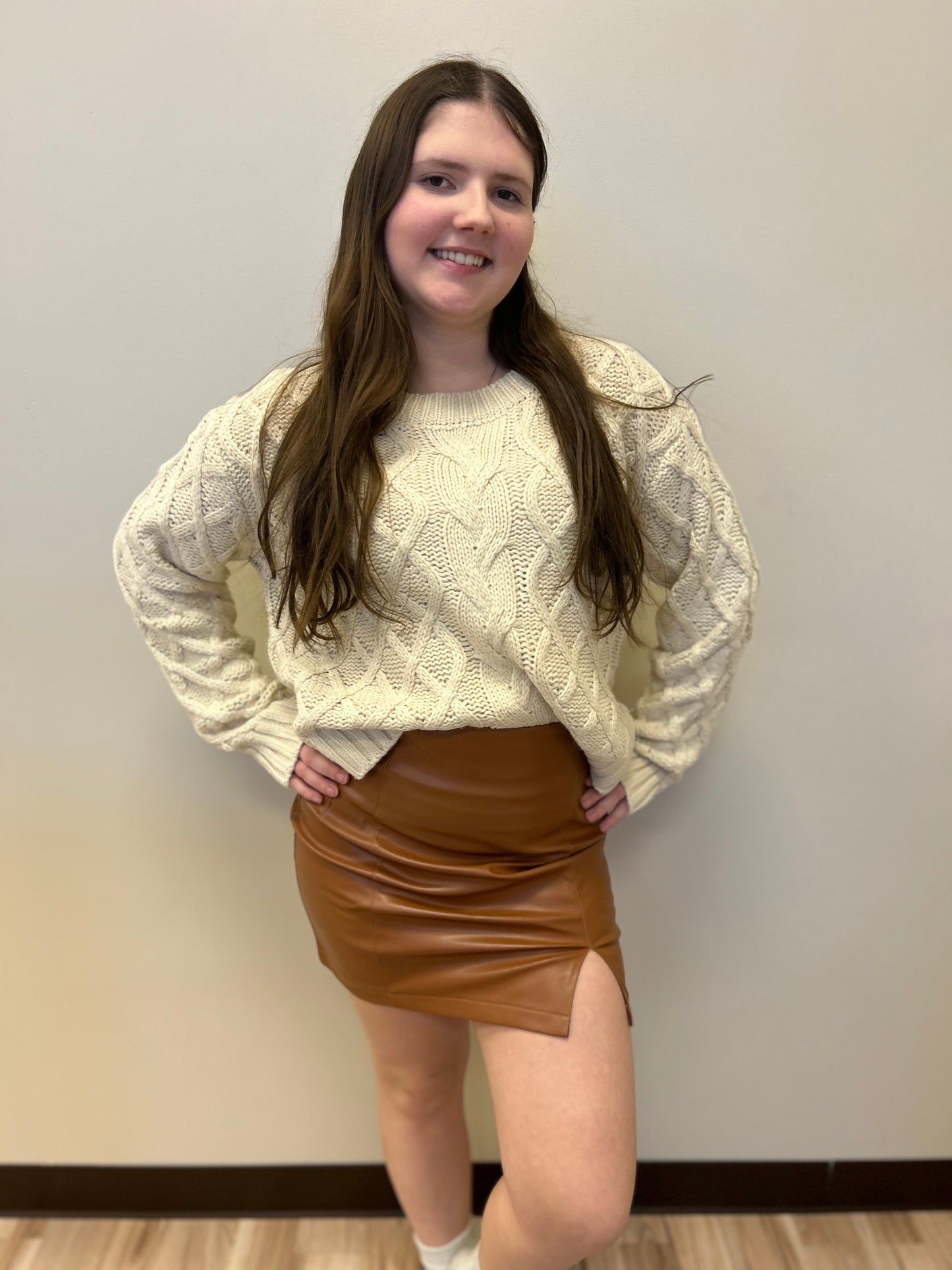 Chestnut Luxe Leather Skirt