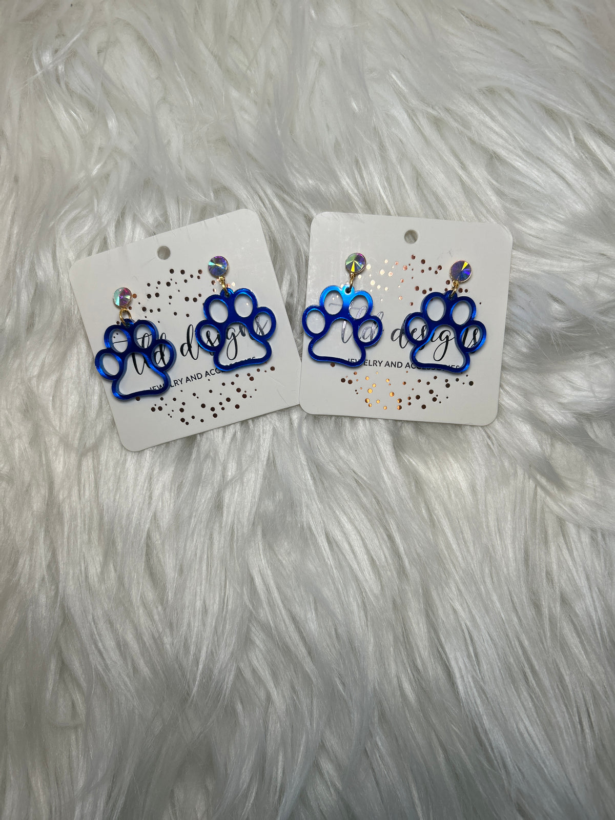 Royal Blue Paw Print Earrings