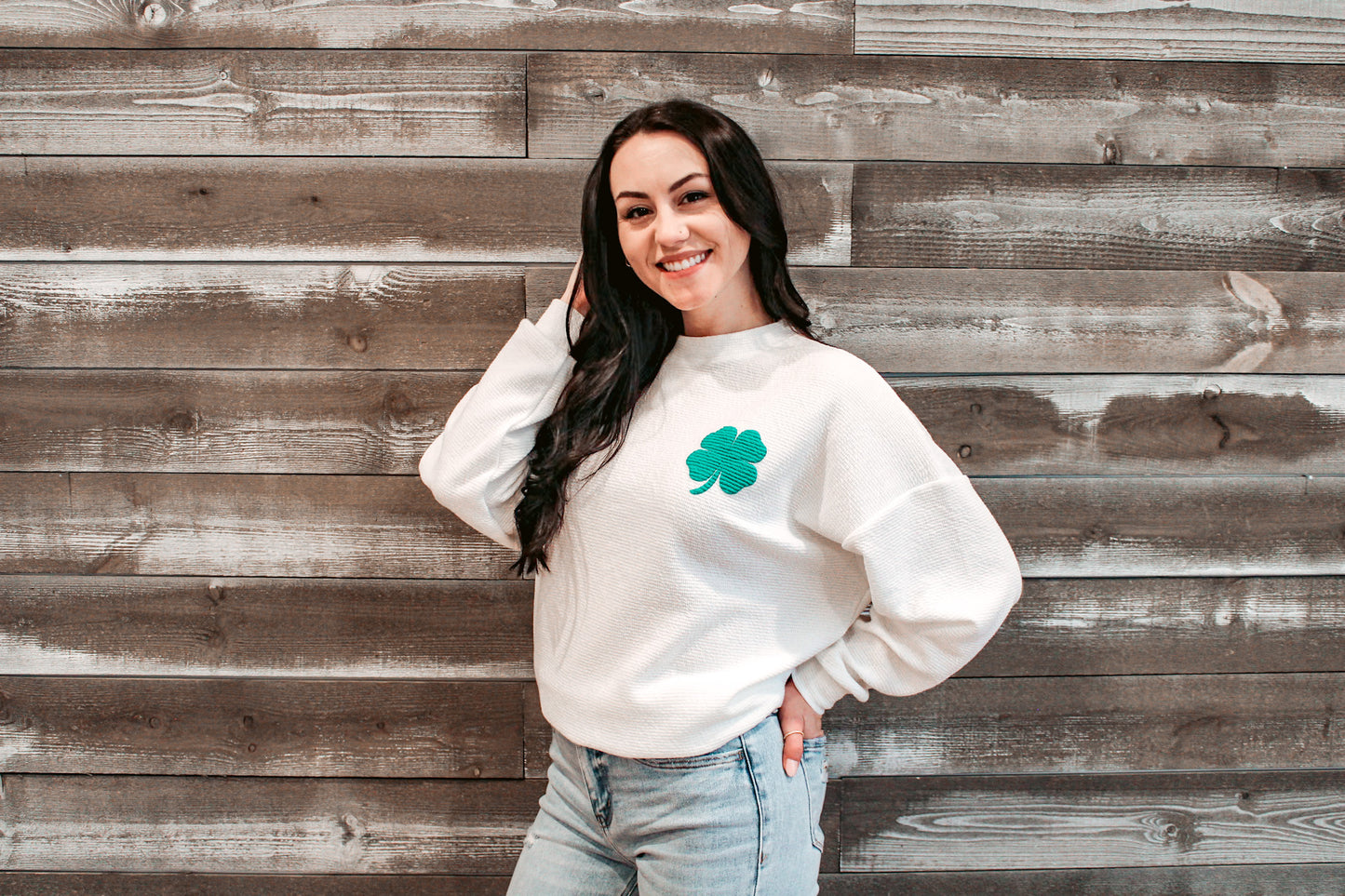 Lucky Clover Puff Print Sweatshirt