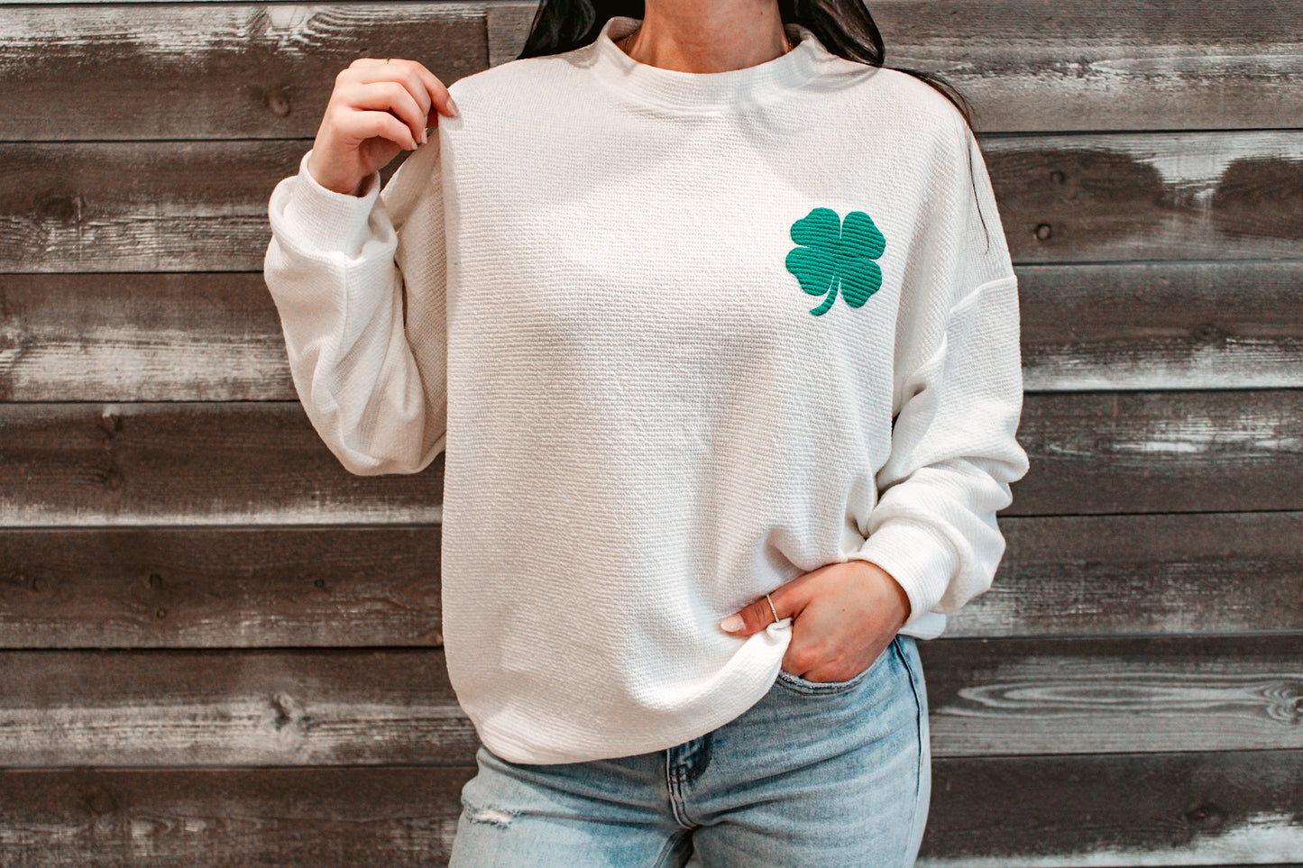 Lucky Clover Puff Print Sweatshirt