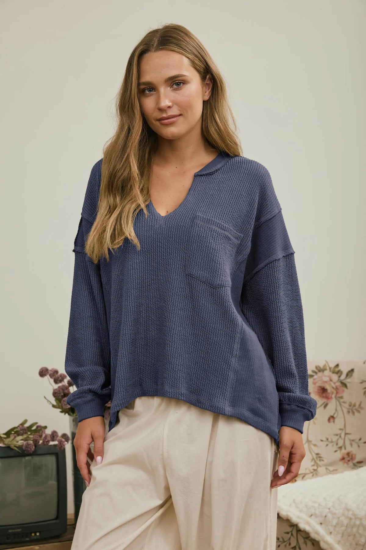 The Weekend Ready Top- Denim Blue