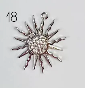 SILVER WAVY SUN-TLD CHARM BAR