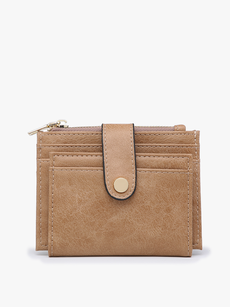 Sam Mini Snap Wallet/Card Holder: Brown