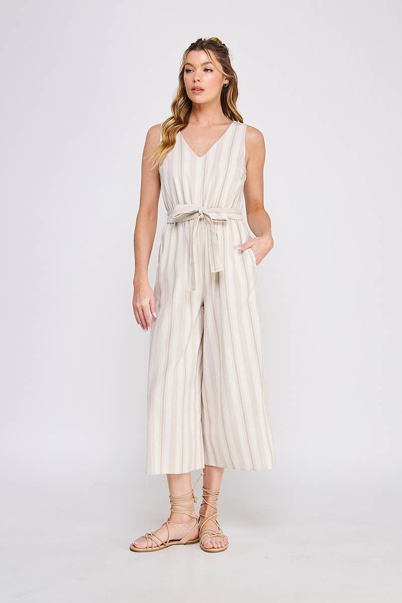 Chic Stripes Cotton Twill Jumpsuit