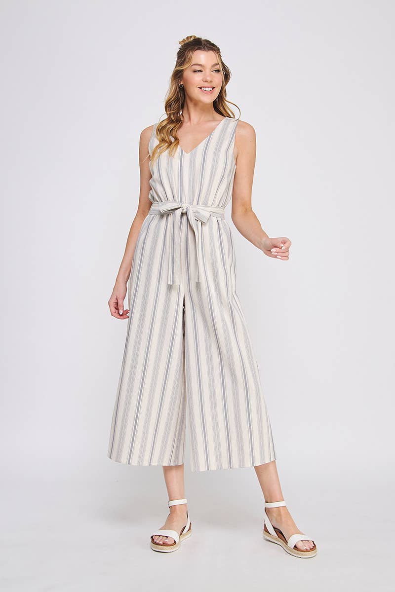 Chic Stripes Cotton Twill Jumpsuit