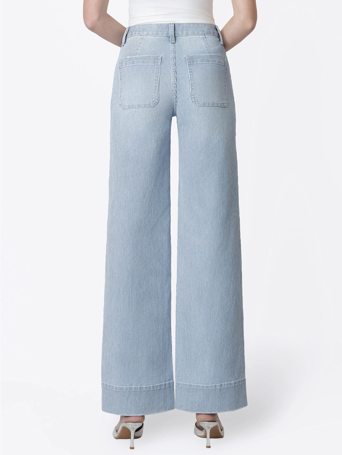 Olivia High Rise Patch Pocket Striped Wide Jeans