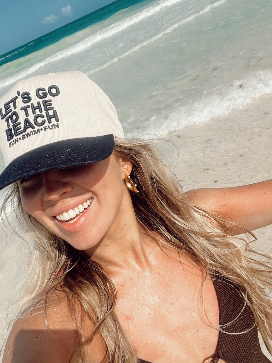 Let's Go To The Beach - Navy Vintage Trucker Hat