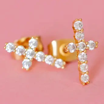Diamond Cross Studs