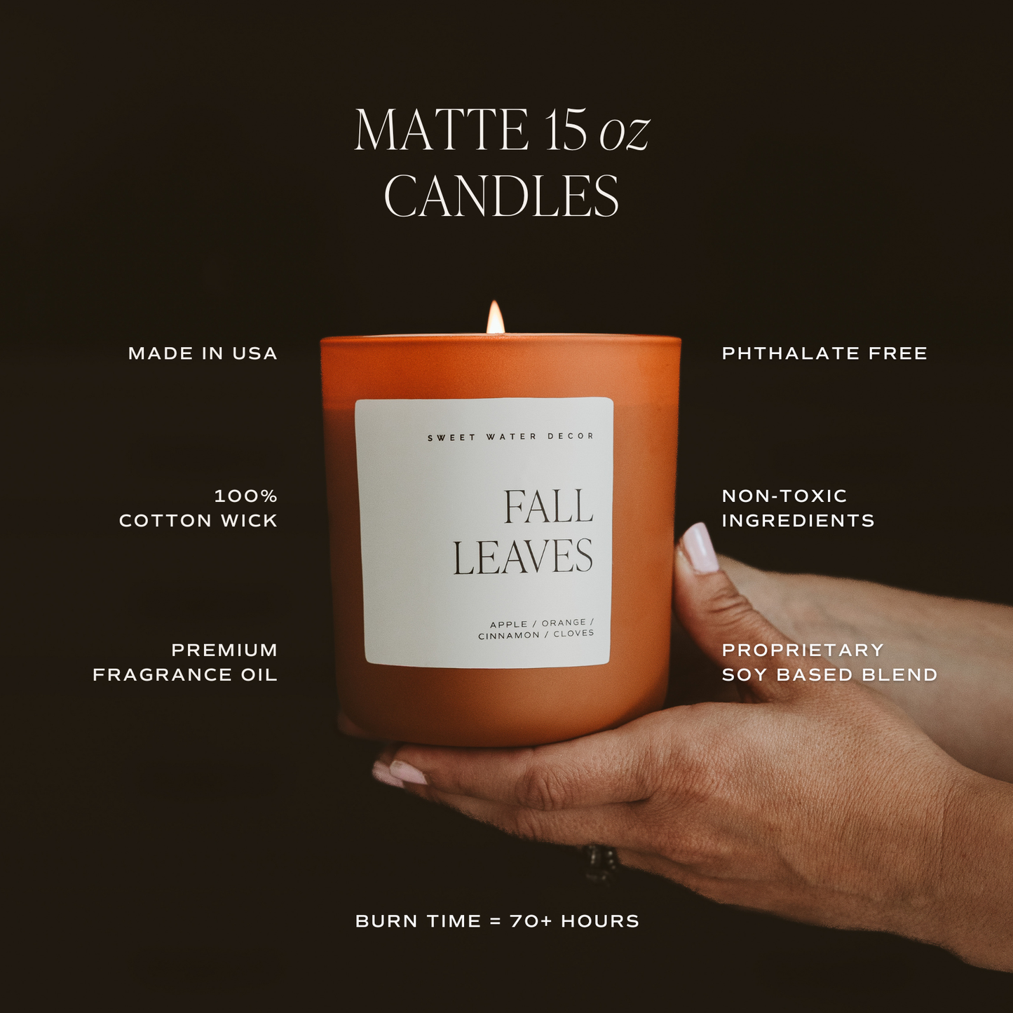 Pumpkin Spice 15 oz Soy Candle, Matte Jar - Fall Decor