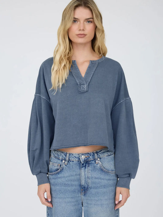 Notch Neck Boxy Long Sleeve