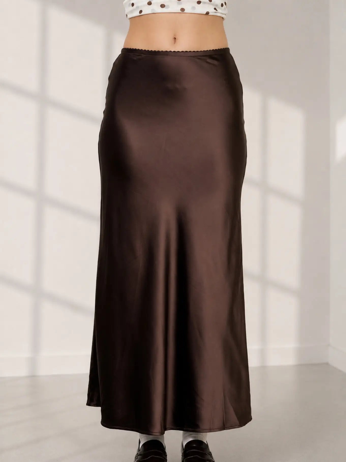 After Hours Satin Midi Skirt