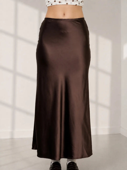 After Hours Satin Midi Skirt