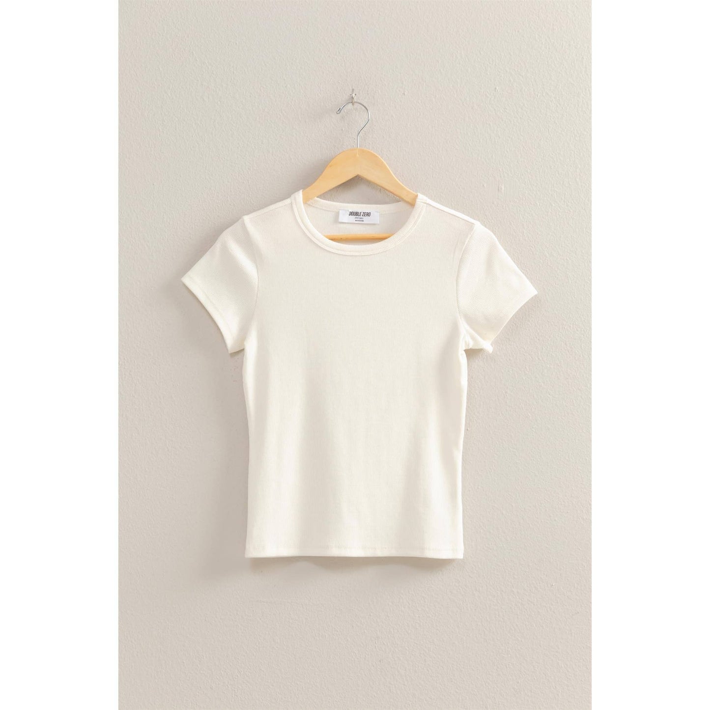 Ribbed Crew Neck Short Sleeve Top