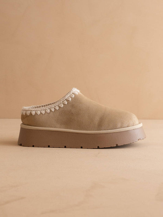 The Brandi | Almond Platform Cozy Mule Slipper