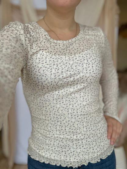 LONG SLEEVE RIBBED TEE IN WILD OAT