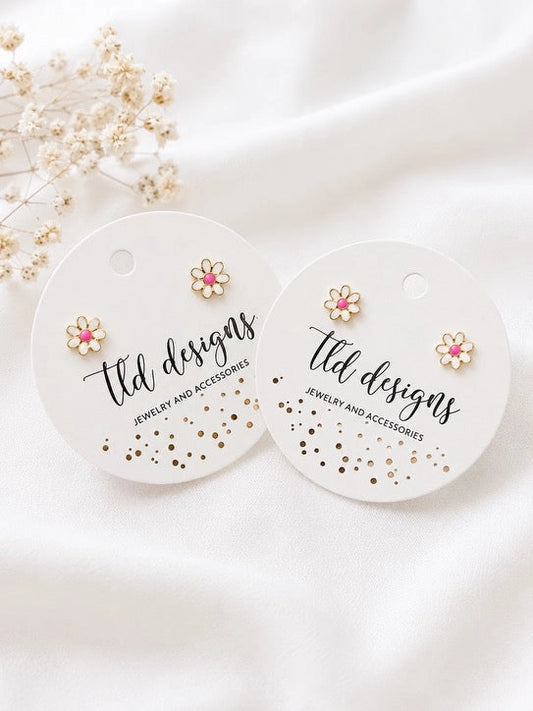 White Daisy Twist Back Studs