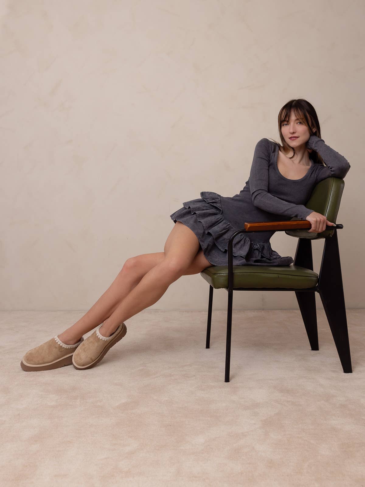 The Brandi | Almond Platform Cozy Mule Slipper