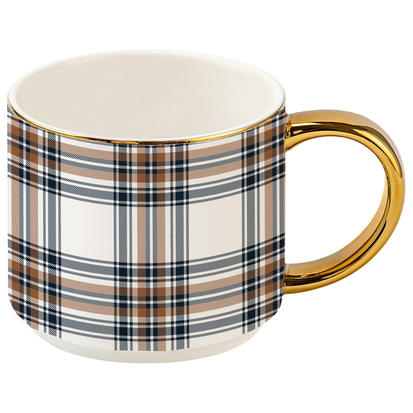 Orange Navy Plaid Coffee Mug