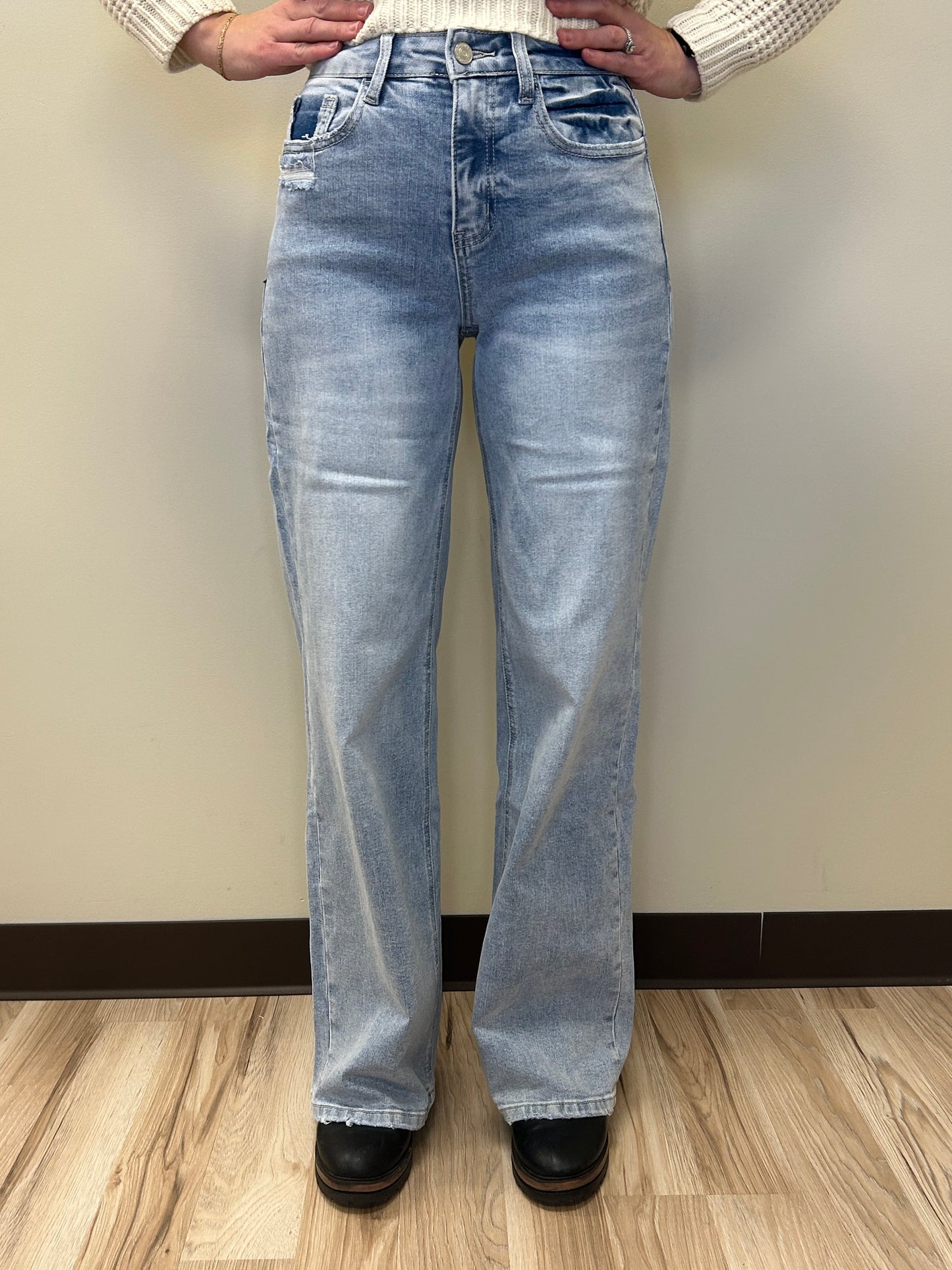 GLACIER TIDES- HIGH RISE SUPER WIDE LEG JEANS