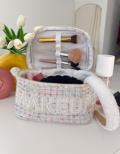 Makeup Open Top - White Tweed Large