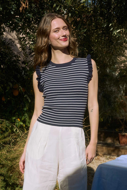 Ruffle Wave Sweater Tank