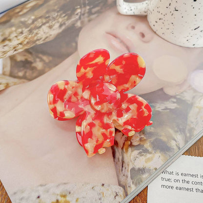FLOWERS TORTOISE SHELL HAIR CLAW CLIPS