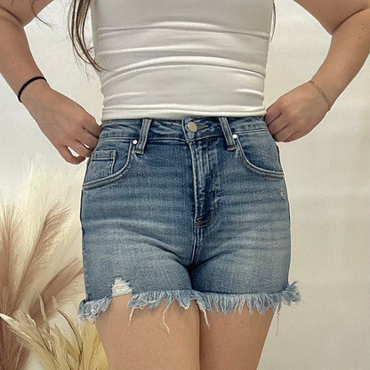 Coastline Cut Denim Shorts