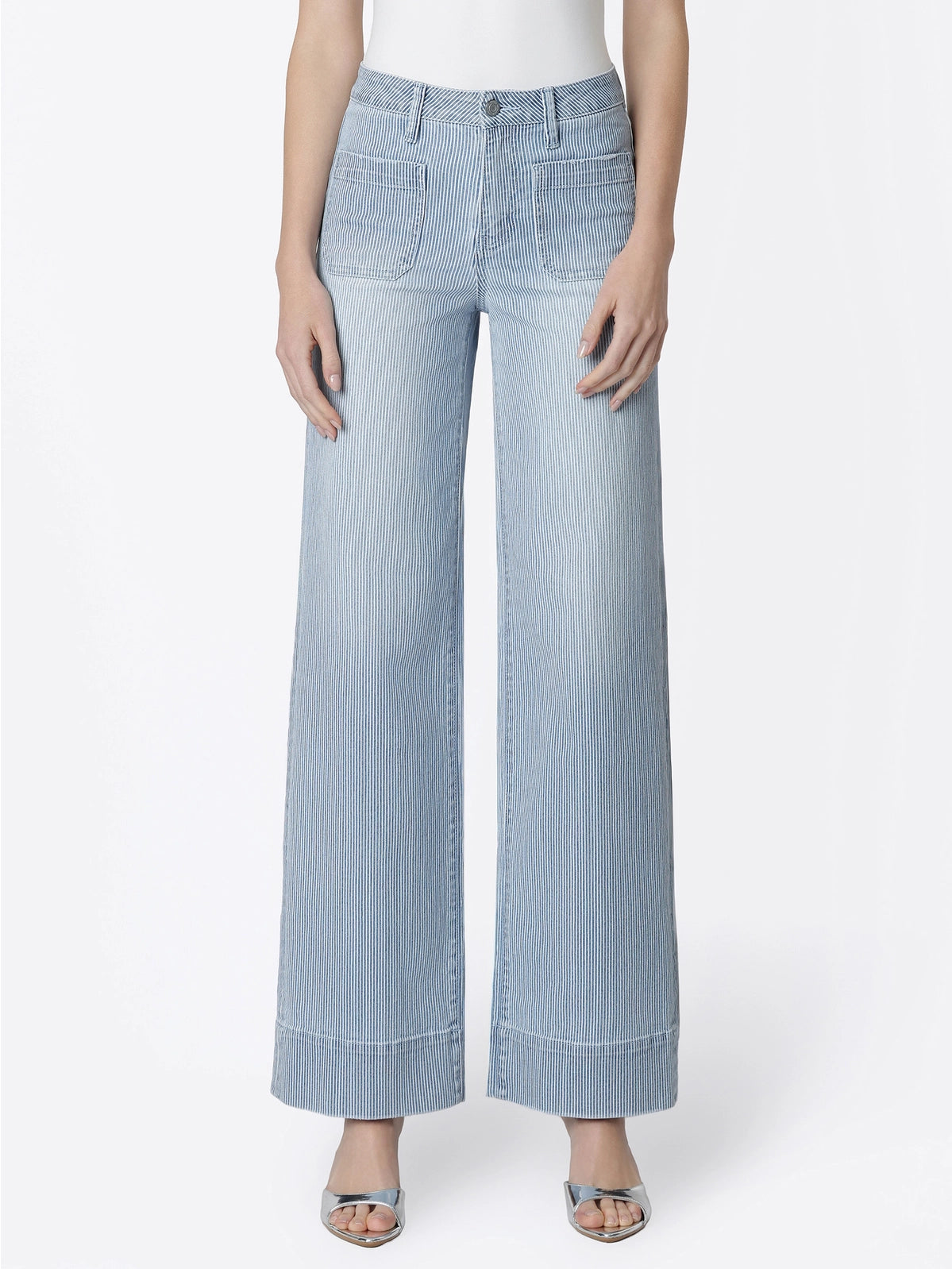 Olivia High Rise Patch Pocket Striped Wide Jeans