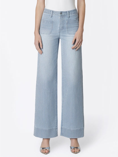 Olivia High Rise Patch Pocket Striped Wide Jeans
