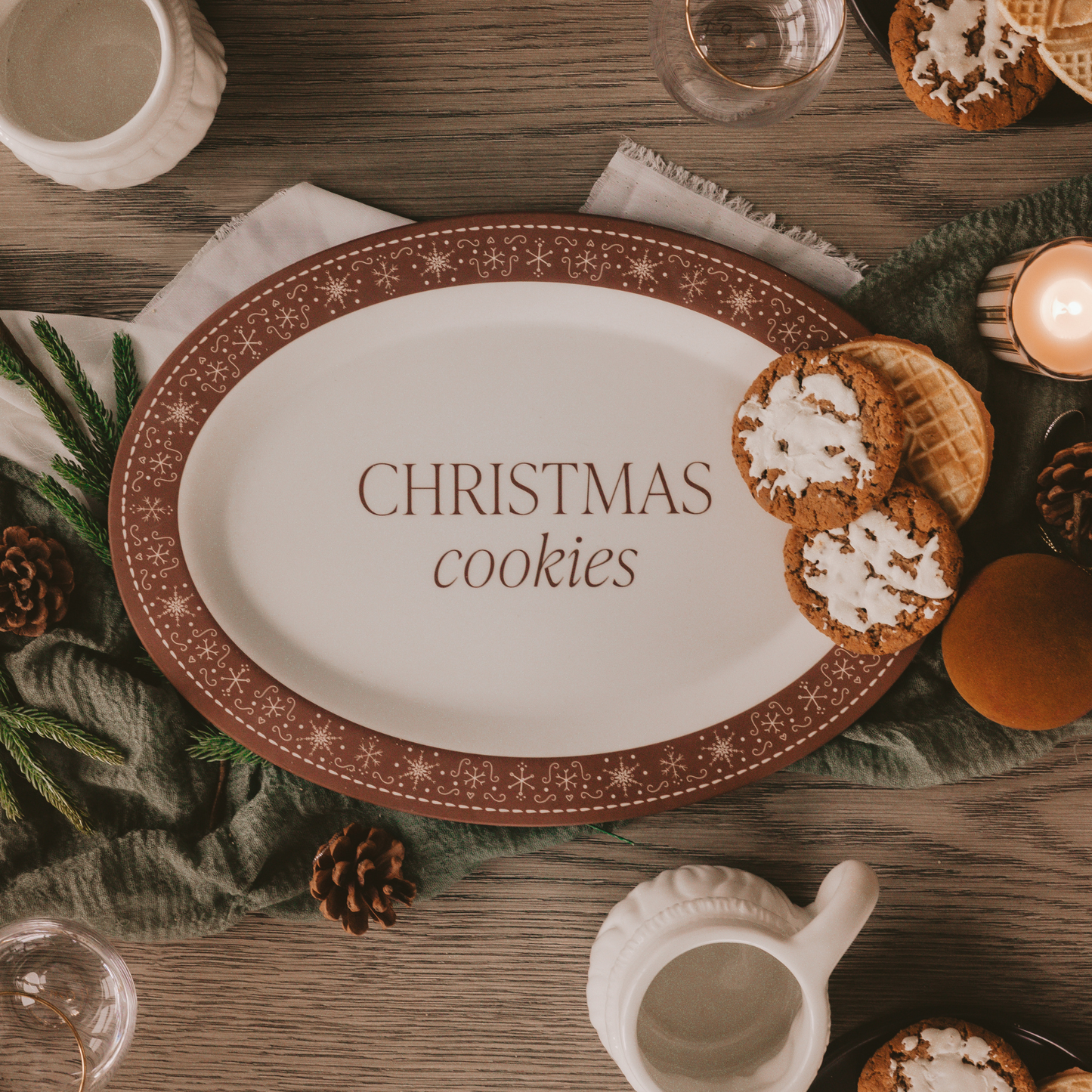 Gingerbread Oval Cookie Tray - Christmas Decor