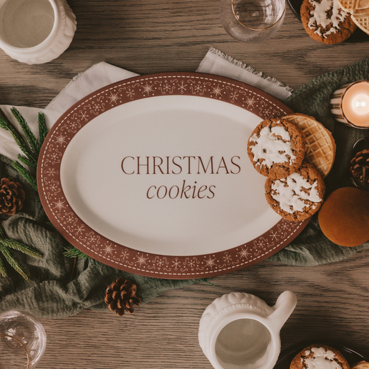 Gingerbread Oval Cookie Tray - Christmas Decor