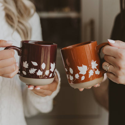 Brown Fall Leaves Stoneware Mug